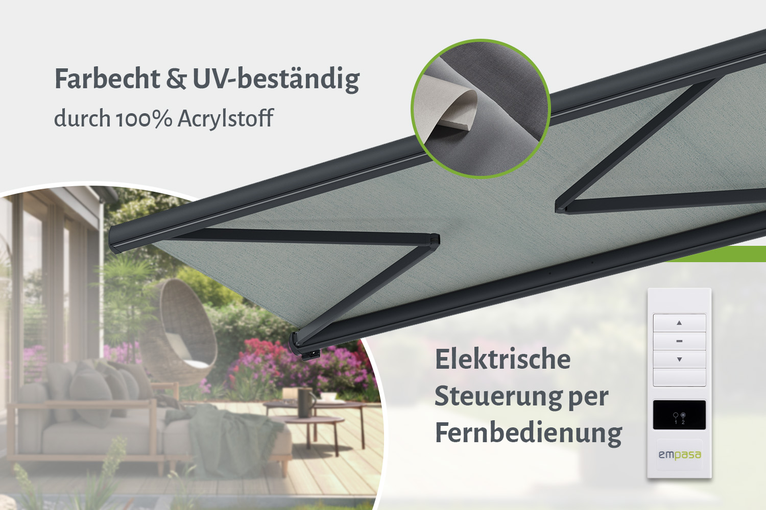 Vollkassettenmarkise "SUPREME", Wahlweise mit elektrischem Volant