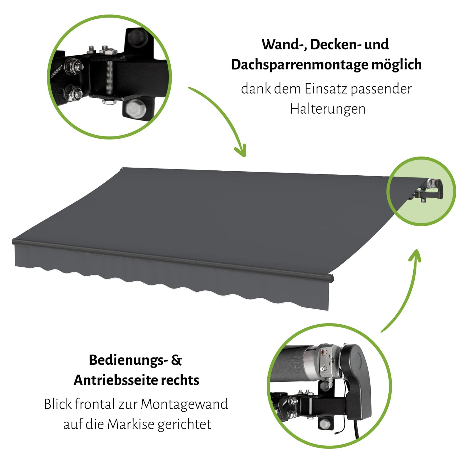 Elektrische Gelenkarmmarkise "START PLUS", verschiedene Farben und Größen 