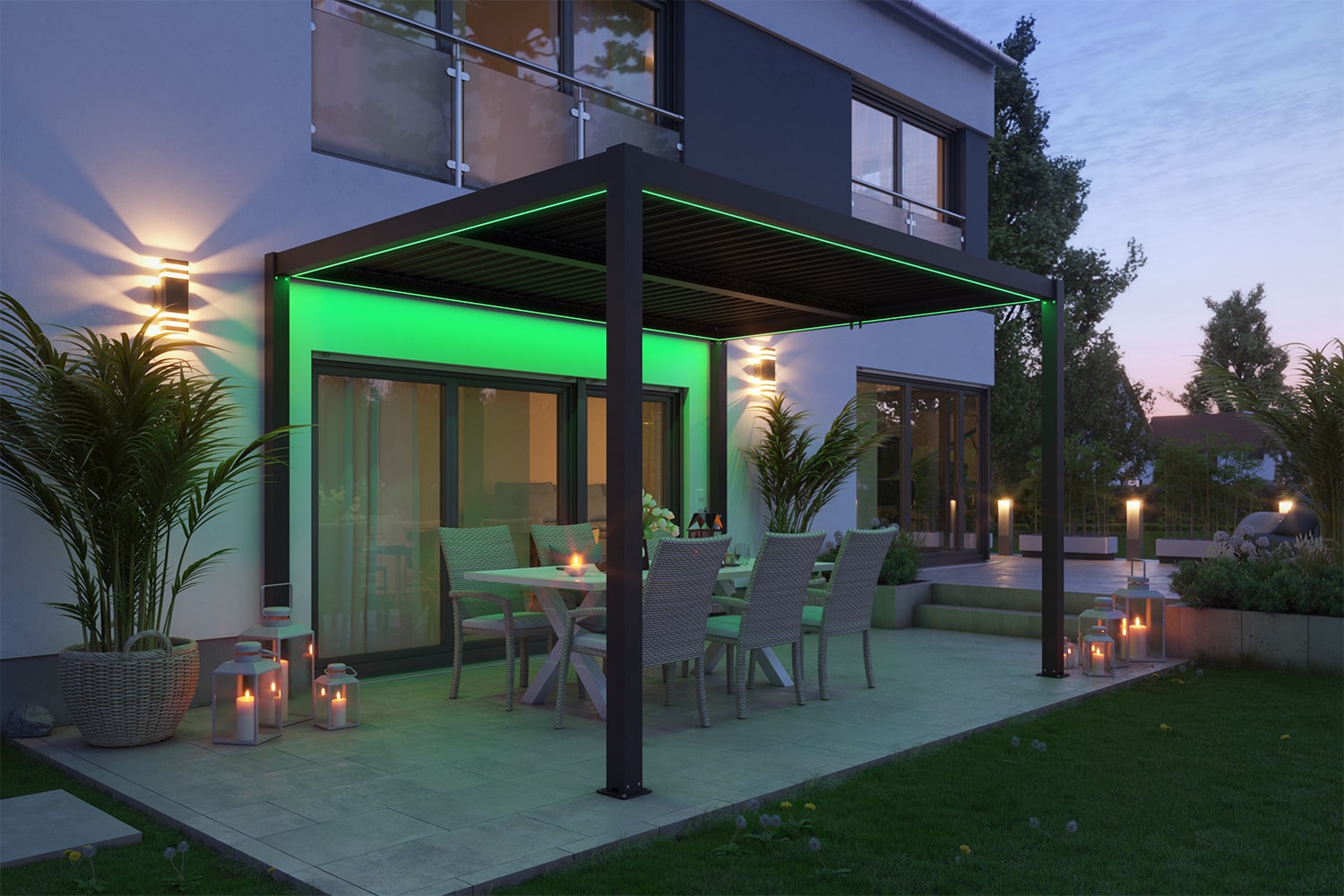 LED-Beleuchtung für Pergola "ZEUS“, für die Größen 4 x 4 m und 6 x 4 m