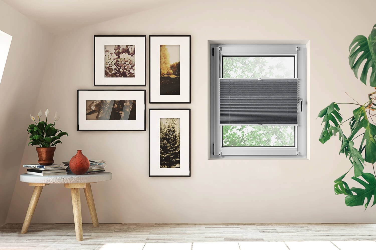 Fenster, dekorativ Sonnenschutz Bohren Plissee ohne - kürzbar - für