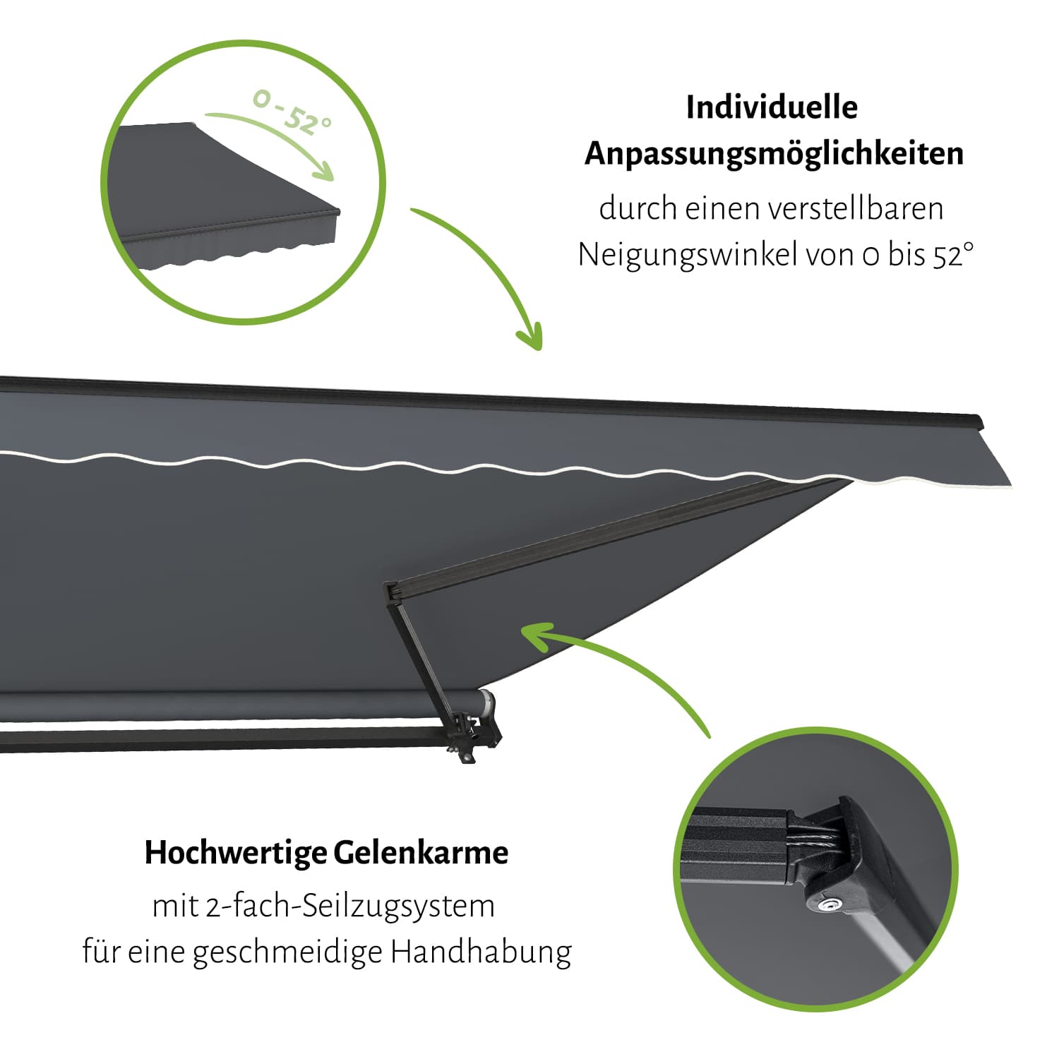 Gelenkarmmarkise "START", verschiedene Farben und Größen