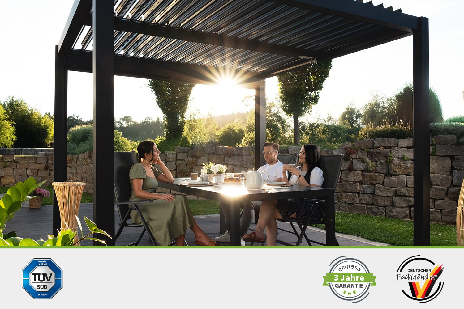 Lamellen-Pergola / Terrassenüberdachung / Carport "ZEUS", verschiedene Größen - freistehend