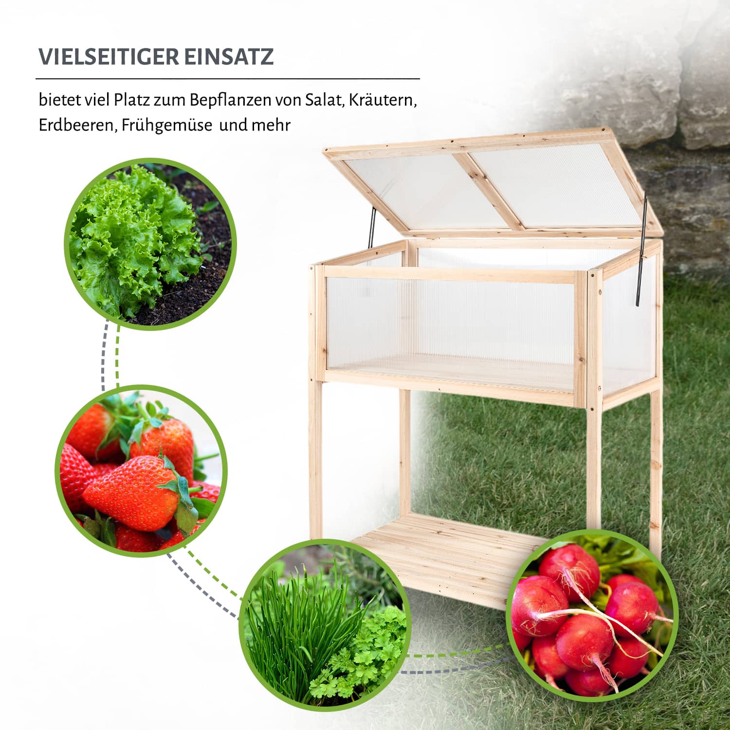 Hochbeet "RAISE" DELUXE, 49 x 90 x 95 / 103 cm - Naturholz