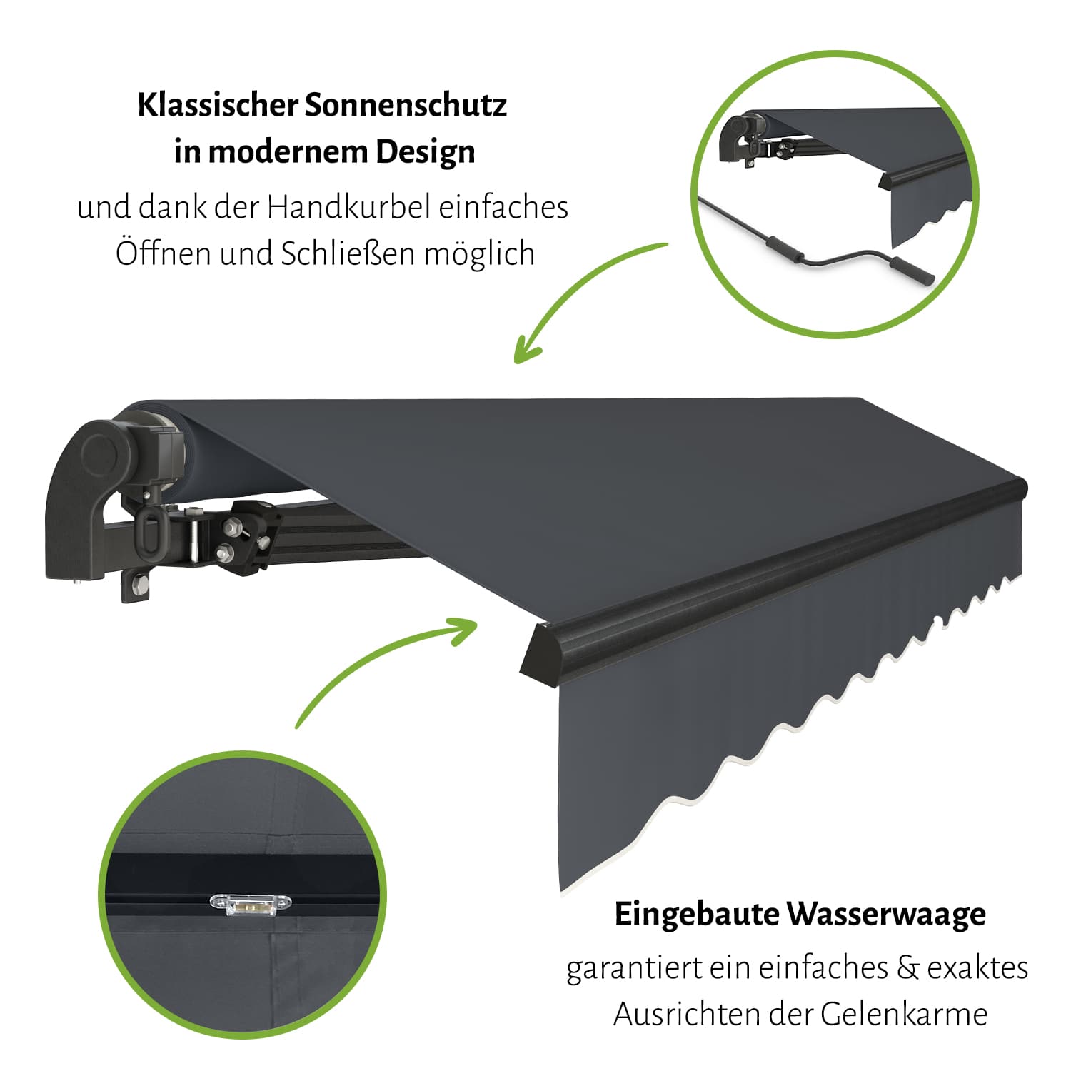 Gelenkarmmarkise "START", verschiedene Farben und Größen