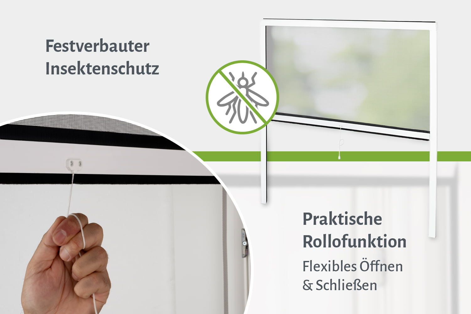 Insektenschutzrollo Fenster "CLASSIC", Zuschnitt - PVC-Rahmen
