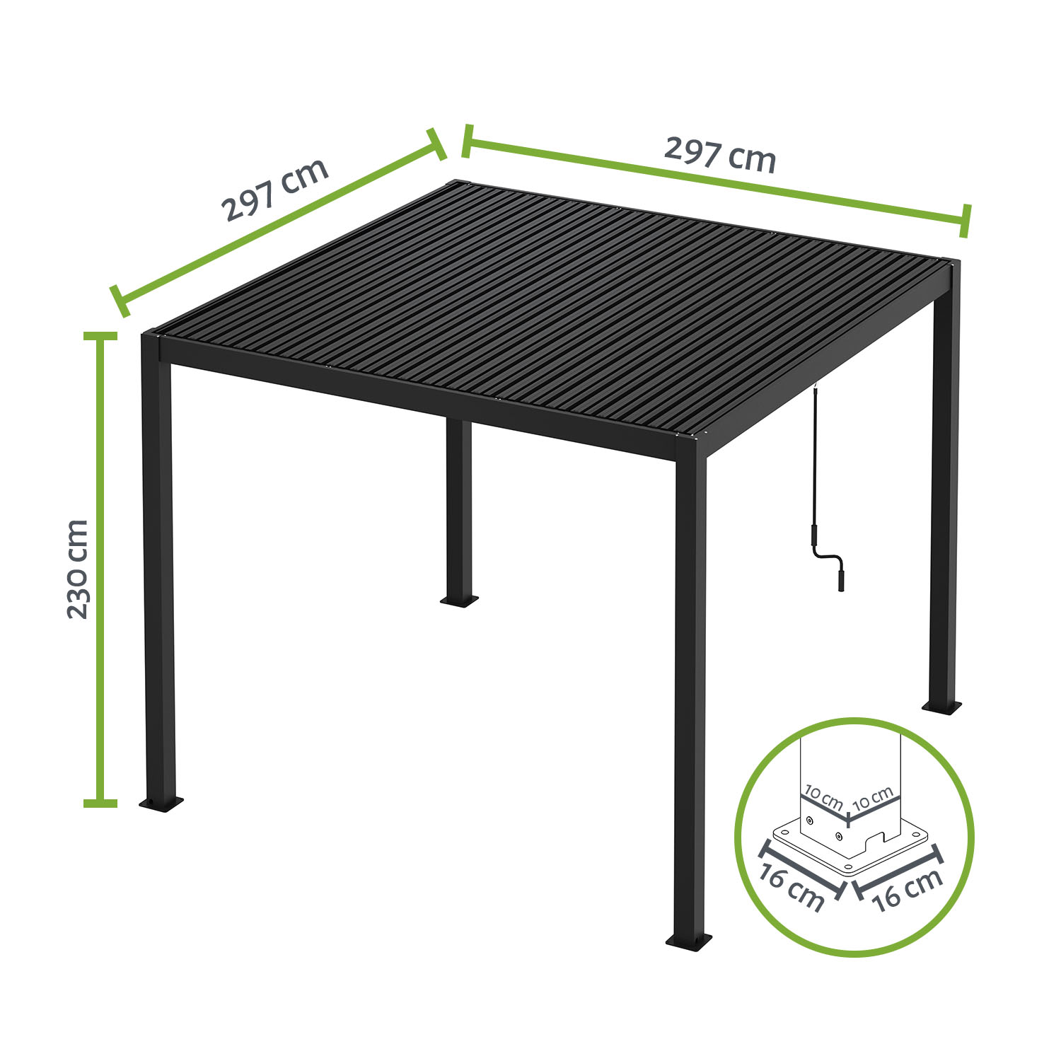 Lamellen-Pergola / Terrassenüberdachung / Carport "ZEUS", verschiedene Größen - freistehend