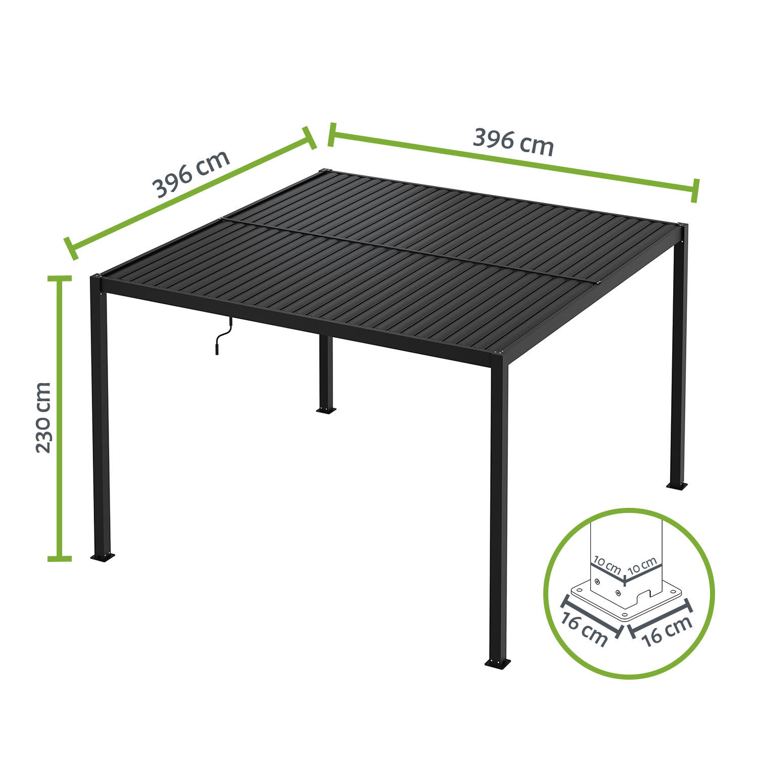 Lamellen-Pergola / Terrassenüberdachung / Carport "ZEUS", verschiedene Größen - freistehend