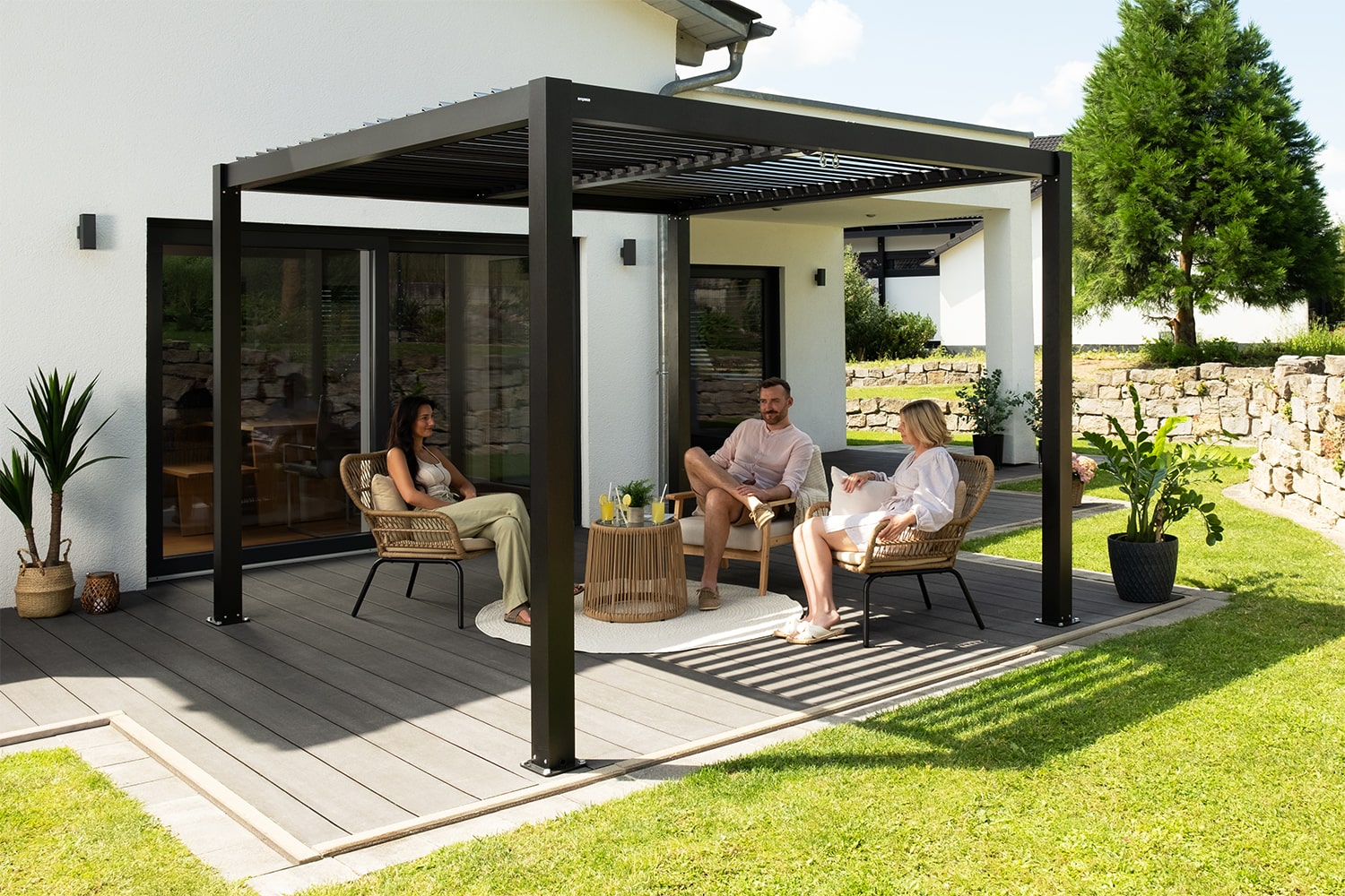 Lamellen-Pergola / Terrassenüberdachung / Carport "ZEUS", verschiedene Größen - freistehend