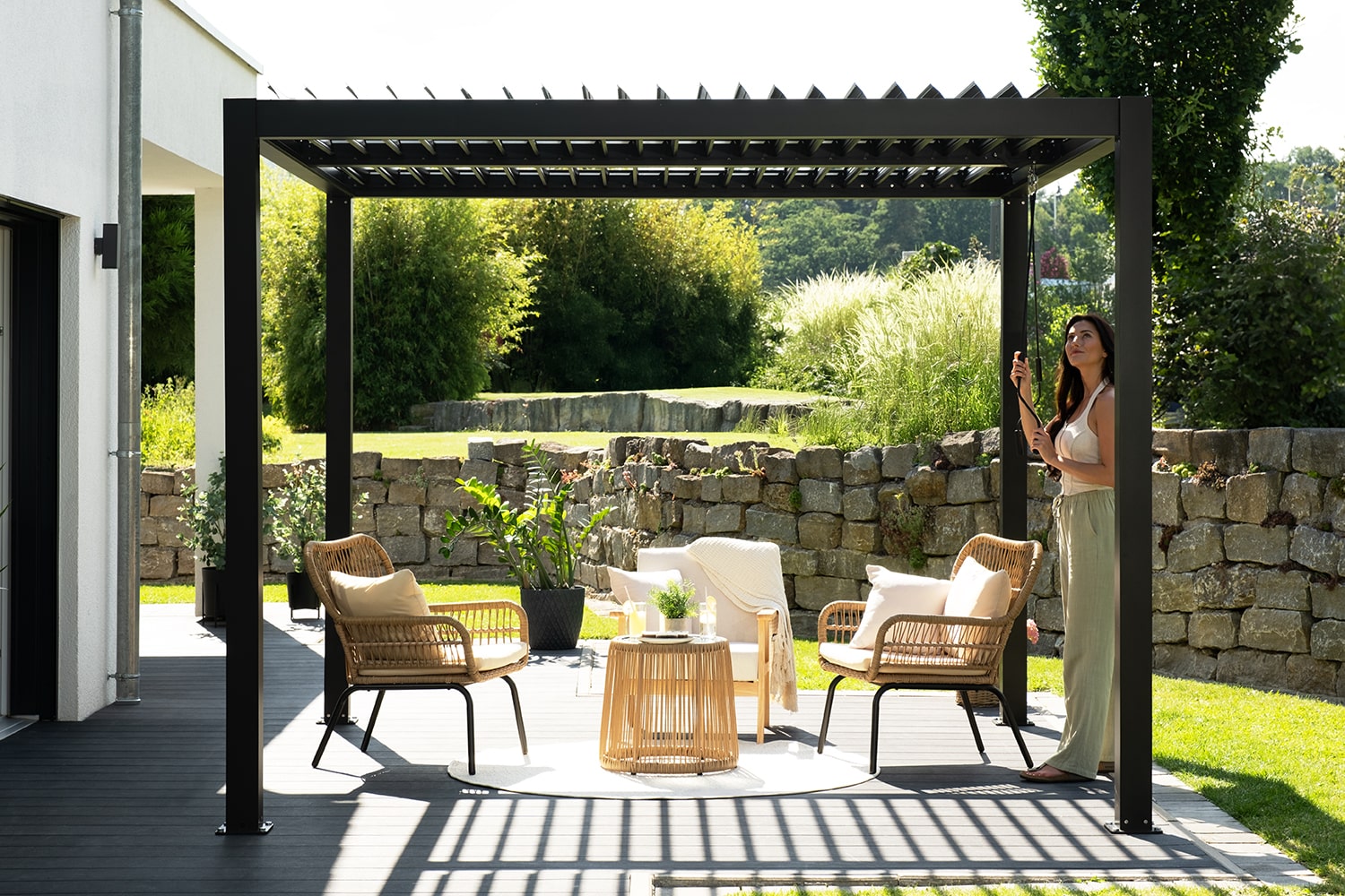 Lamellen-Pergola / Terrassenüberdachung / Carport "ZEUS", verschiedene Größen - freistehend