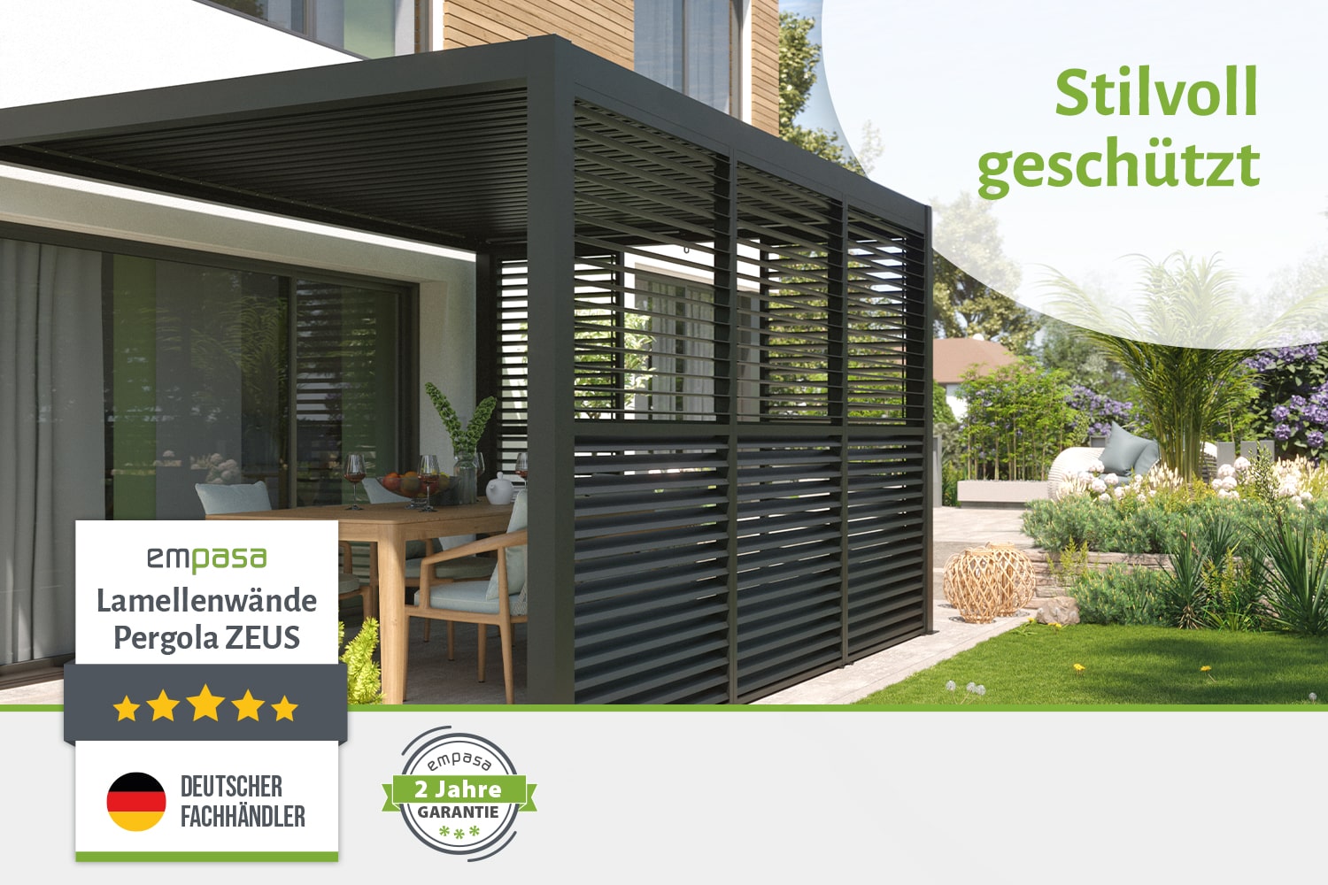 Lamellenseitenwand für Pergola "ZEUS", Anthrazit