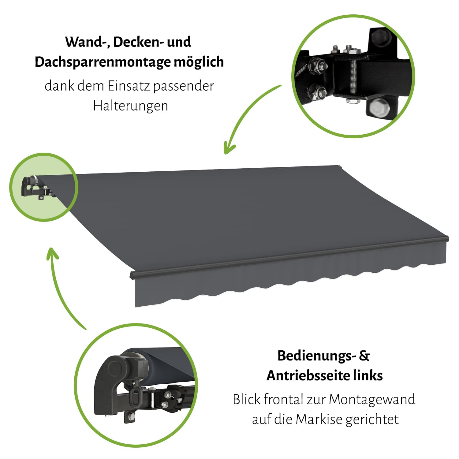 Gelenkarmmarkise "START", verschiedene Farben und Größen