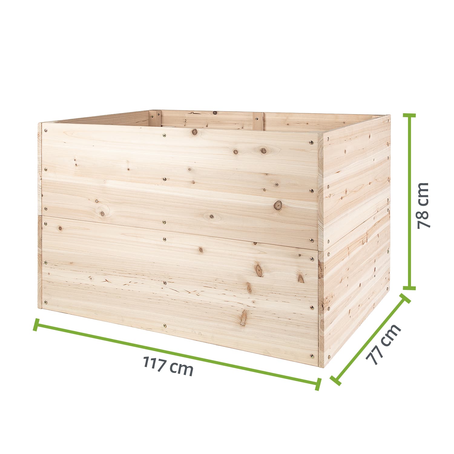 Hochbeet "KUUBI" L, 117 x 77 x 78 cm - Naturholz