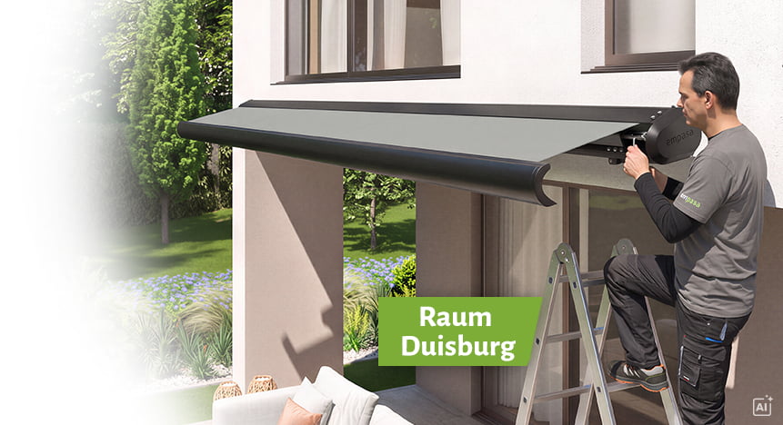Montage der Profi Markise auf einer Terrasse