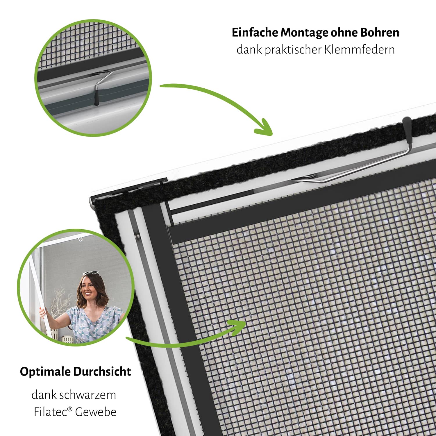 Fliegengitter Fenster "MASTER SLIM", glänzende Optik - Alurahmen