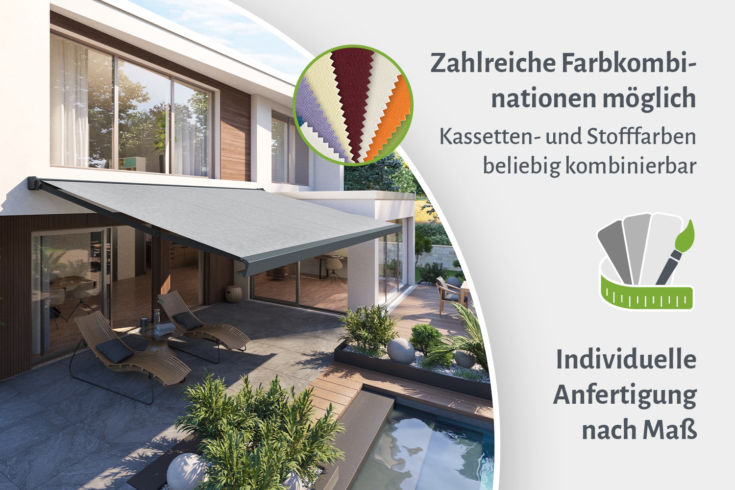 Kubische Vollkassettenmarkise "CUBE VISION", nach Maß 