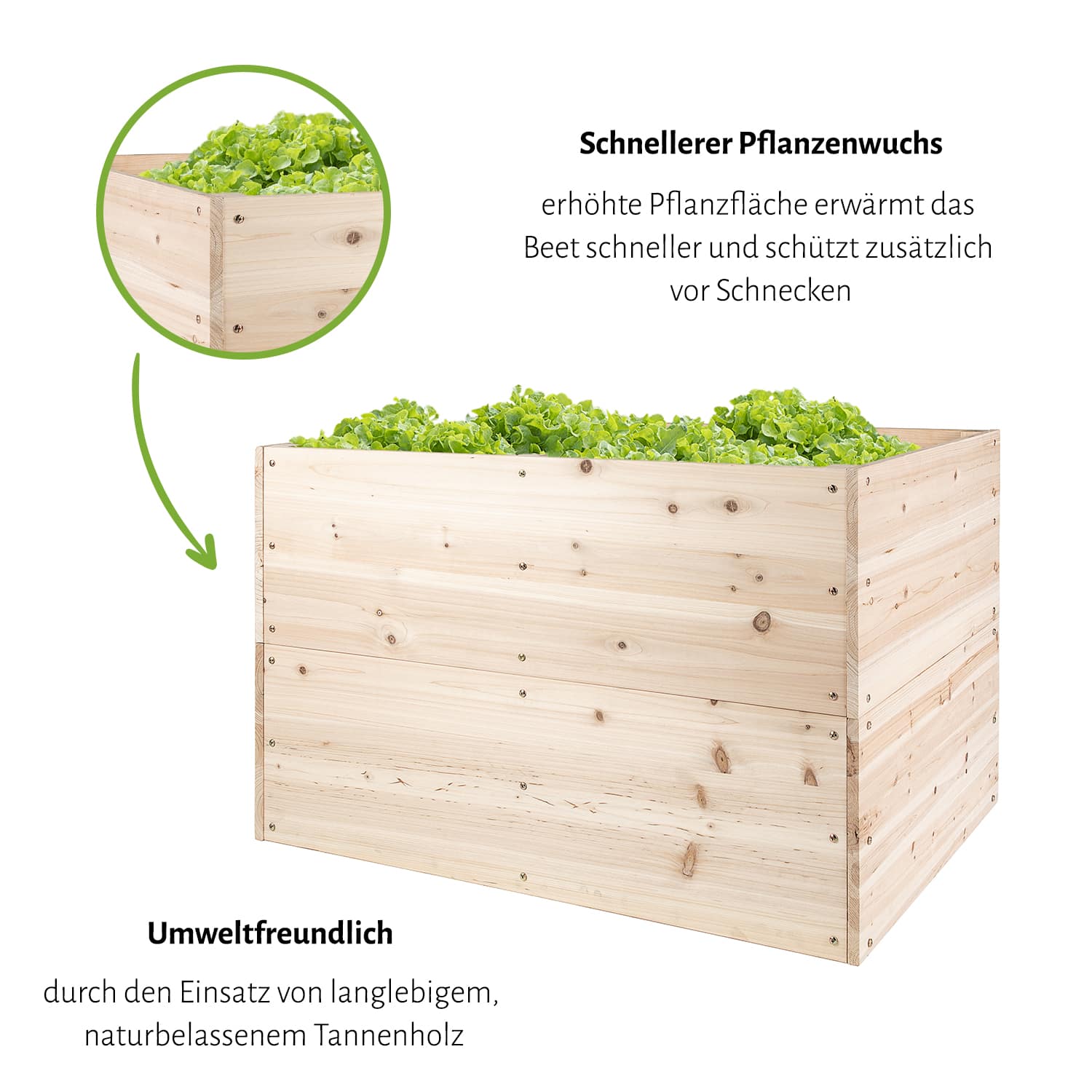 Hochbeet "KUUBI" L, 117 x 77 x 78 cm - Naturholz