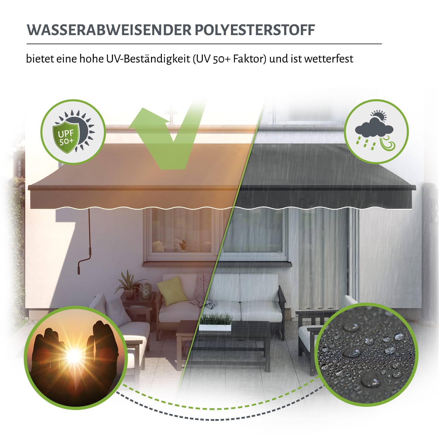 Gelenkarmmarkise "START", verschiedene Farben und Größen 