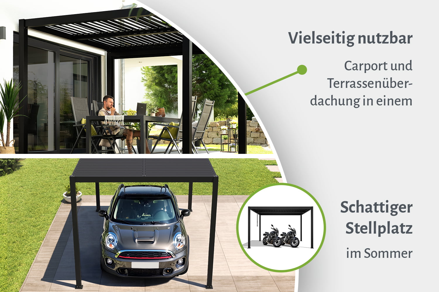 Lamellen-Pergola / Terrassenüberdachung / Carport "ZEUS", verschiedene Größen - freistehend