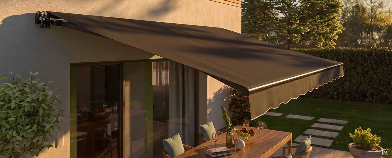Gelenkarmmarkise als Sonnenschutz auf einer Terrasse