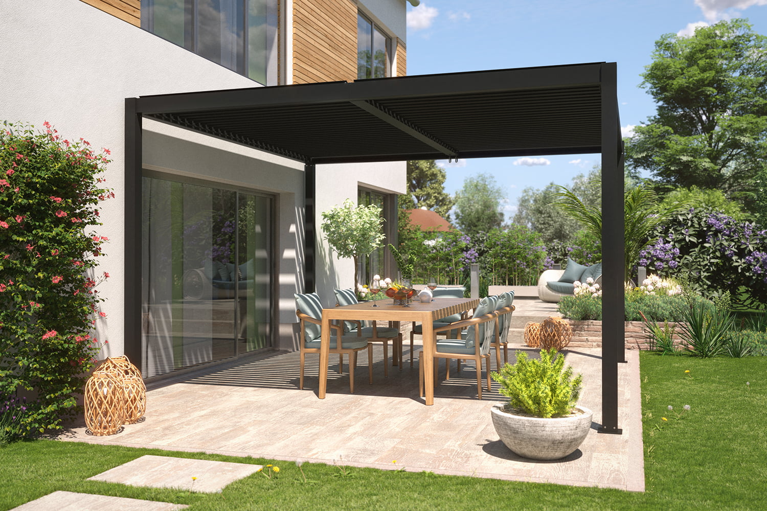 Lamellen-Pergola / Terrassenüberdachung / Carport "ZEUS", verschiedene Größen