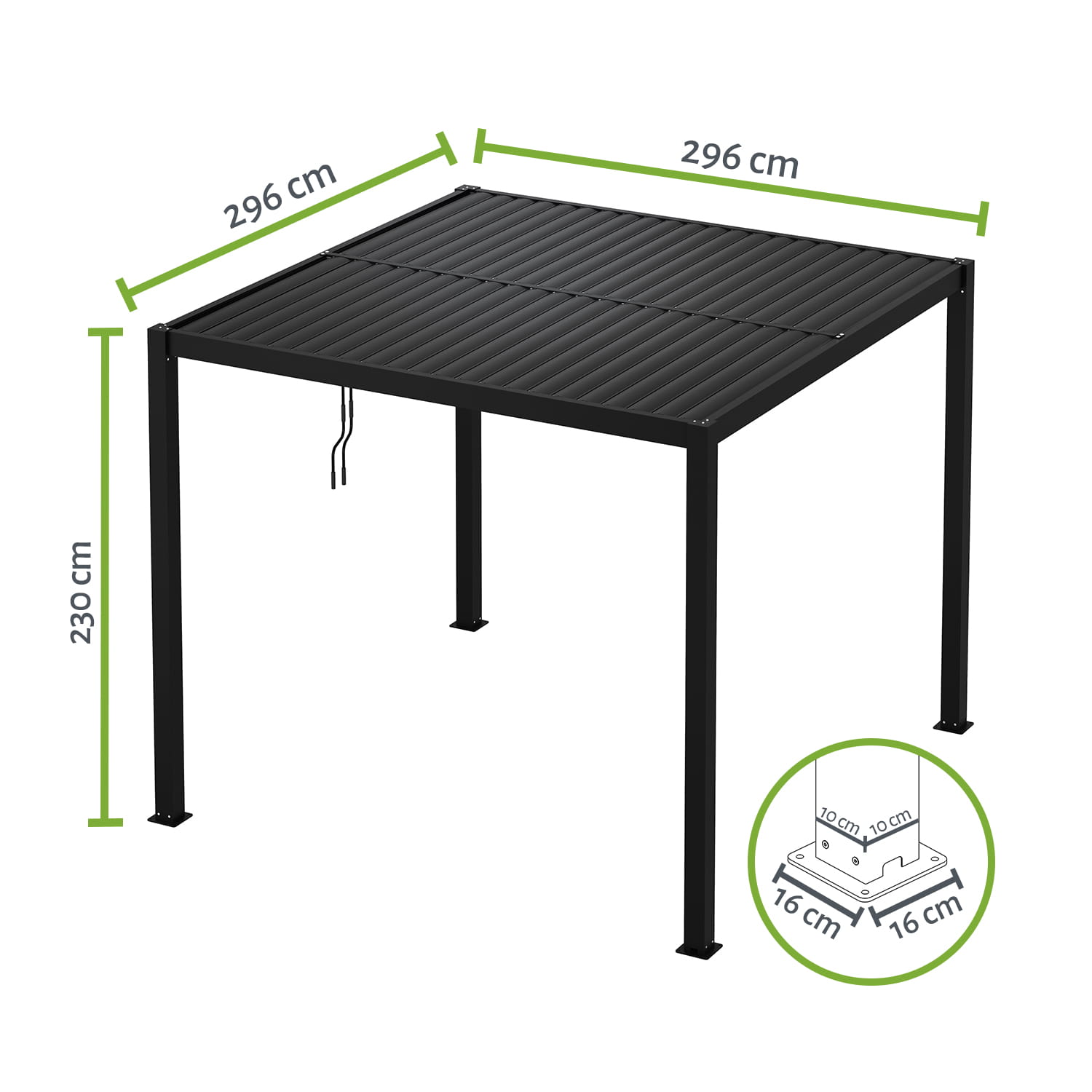 Lamellen-Pergola / Terrassenüberdachung / Carport "ZEUS", verschiedene Größen - freistehend