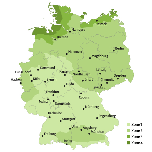 Windlastzonen-Karte Deutschland