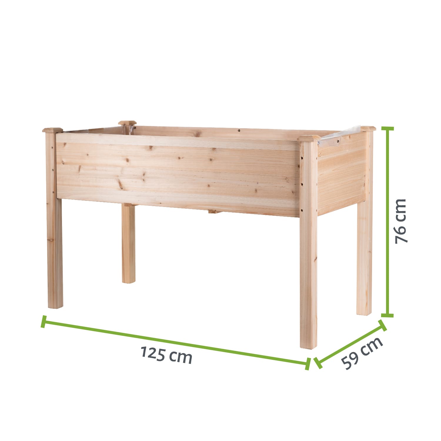 Hochbeet "RAISE 1" XL, 125 x 59 x 76 cm - Naturholz