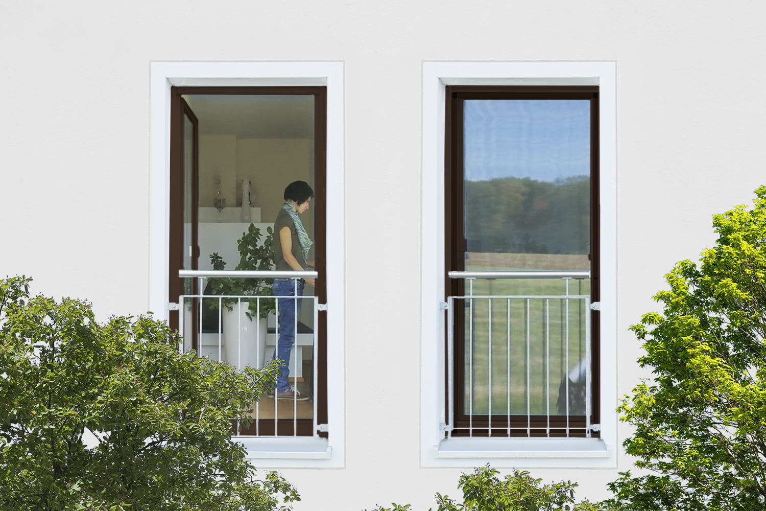 Fliegengitter Fenster "FLEX", flächenversetzte Fenster - Alurahmen - Zuschnitt