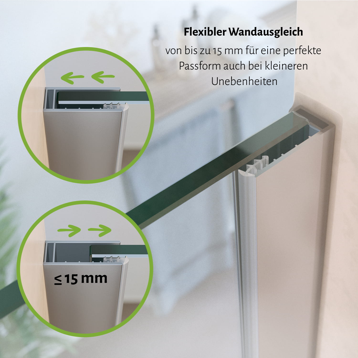 Glasduschwand Walk-in-Dusche, Größen wählbar - Klarglas