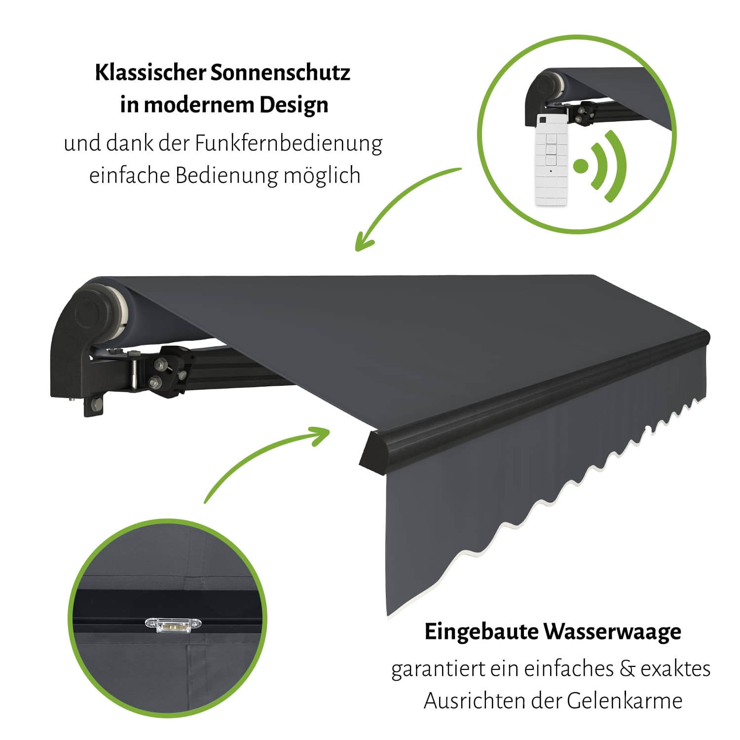 Elektrische Gelenkarmmarkise "START PLUS", verschiedene Farben und Größen 