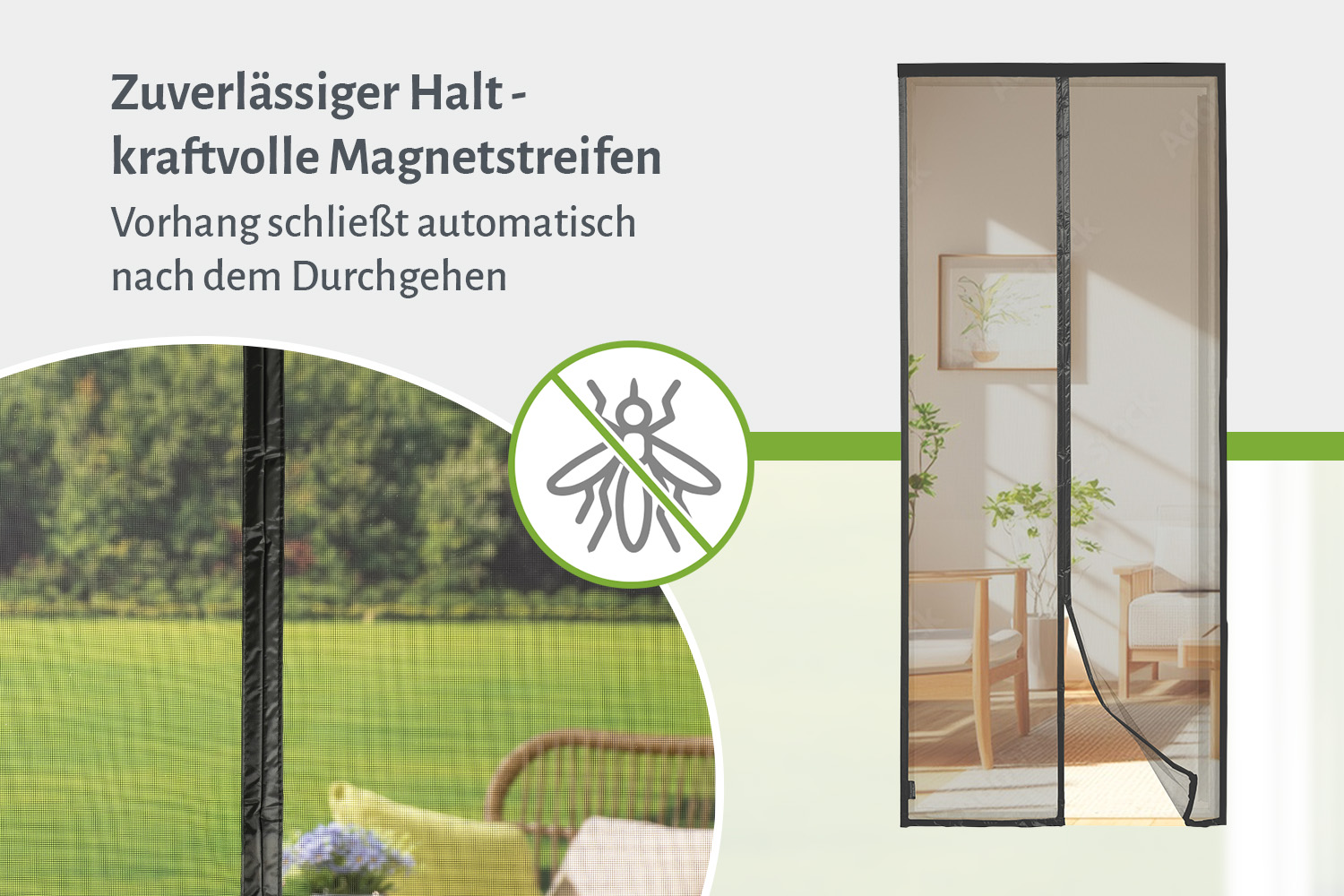 Lamellenvorhang mit Magnetverschluss "DELUXE", Polyester - verschiedene Größen