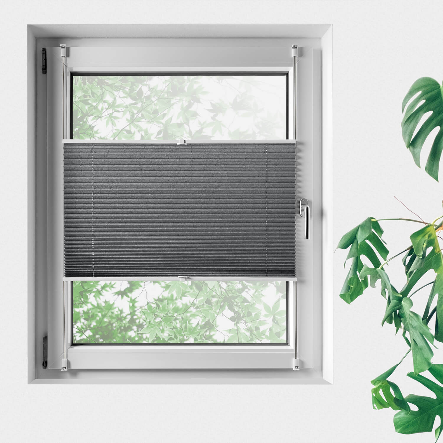 Sonnenschutz Plissee für Fenster, kürzbar - dekorativ - ohne Bohren | Sonnenschutz-Plissees