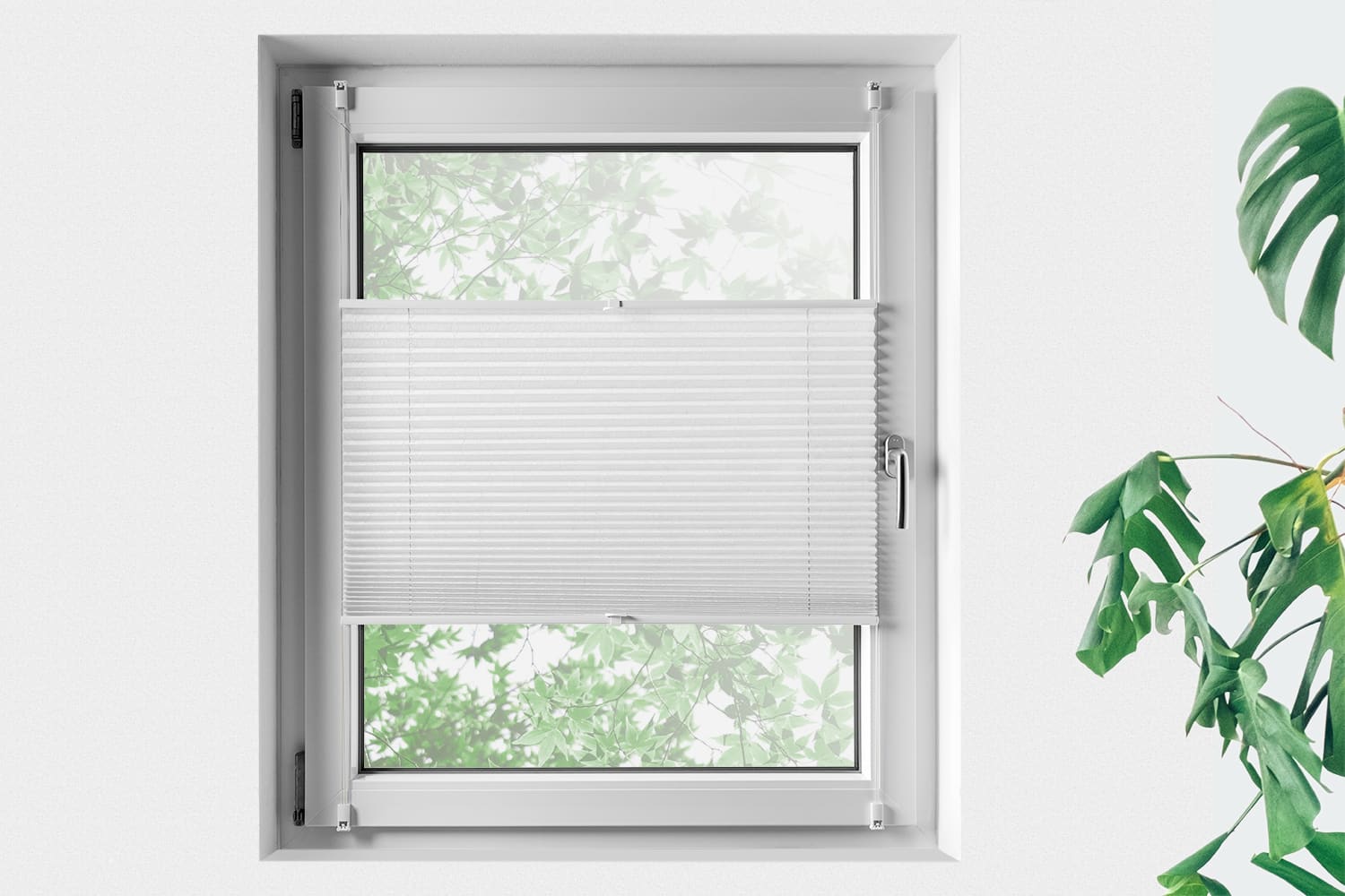 Sonnenschutz Plissee für Fenster, kürzbar - dekorativ - ohne Bohren