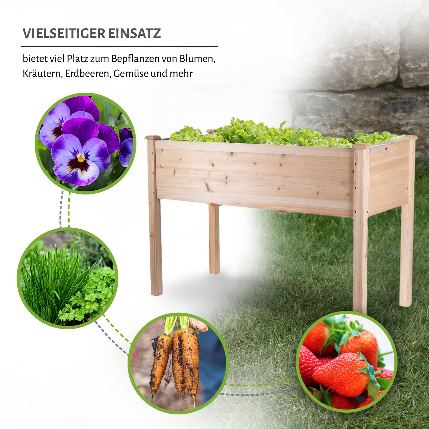 Hochbeet "RAISE 1" XL, 125 x 59 x 76 cm - Naturholz