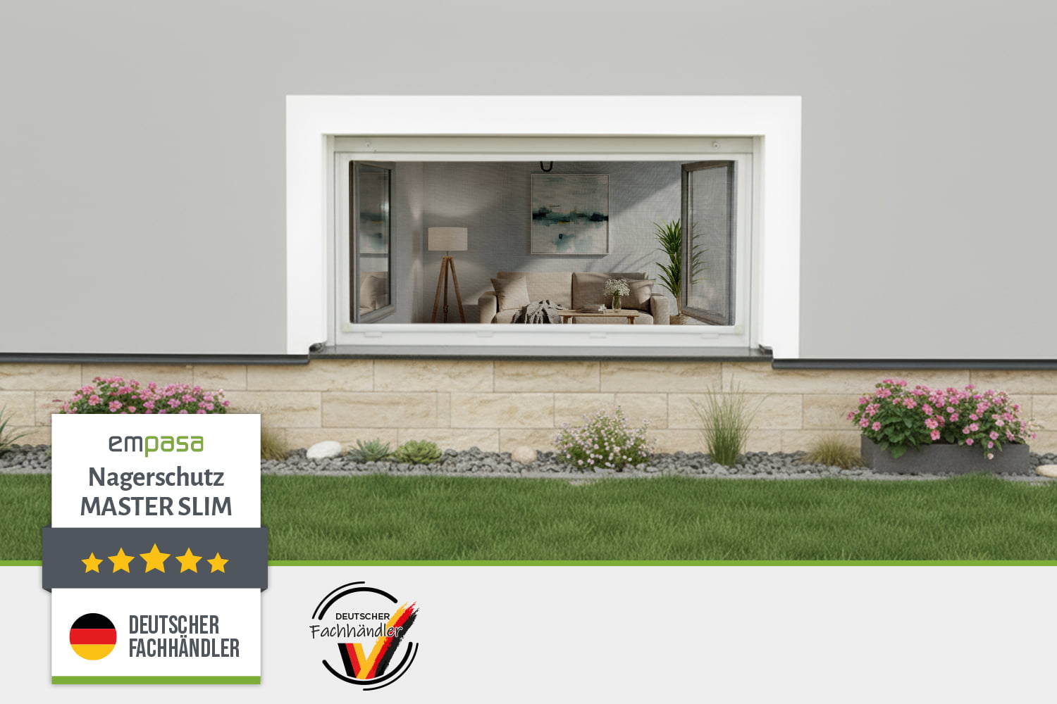 Fliegengitter Fenster Nagerschutz "MASTER SLIM", Aufgebaut - Zuschnitt - Alurahmen