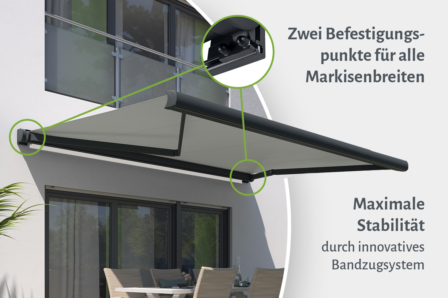 Vollkassettenmarkise "SUPREME", Wahlweise mit elektrischem Volant