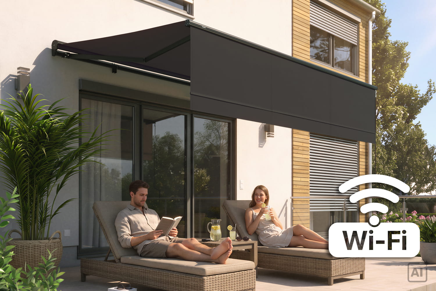 Kassettenmarkise "EXPERT PLUS", Elektrische Steuerung mit WiFi-Motor