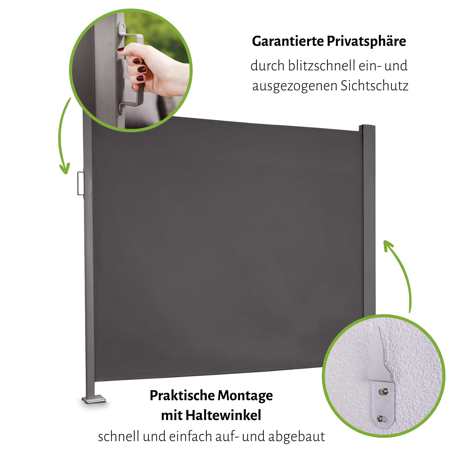 Seitenmarkise Windschutz "SLIM", Aluminium/Textilgewebe