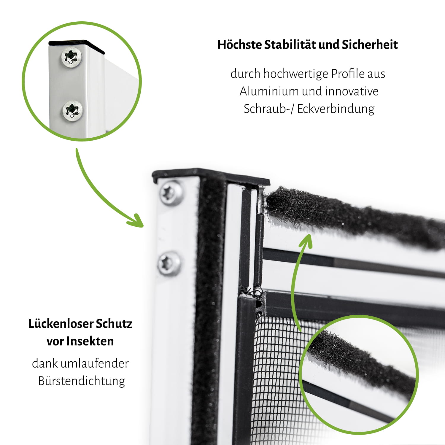 Fliegengitter Fenster "MASTER SLIM", glänzende Optik - Alurahmen