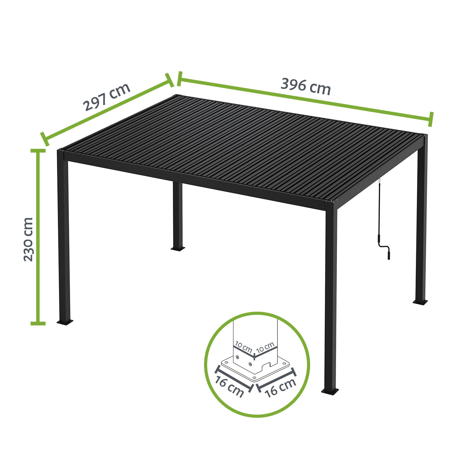 Lamellen-Pergola / Terrassenüberdachung / Carport "ZEUS", verschiedene Größen - freistehend