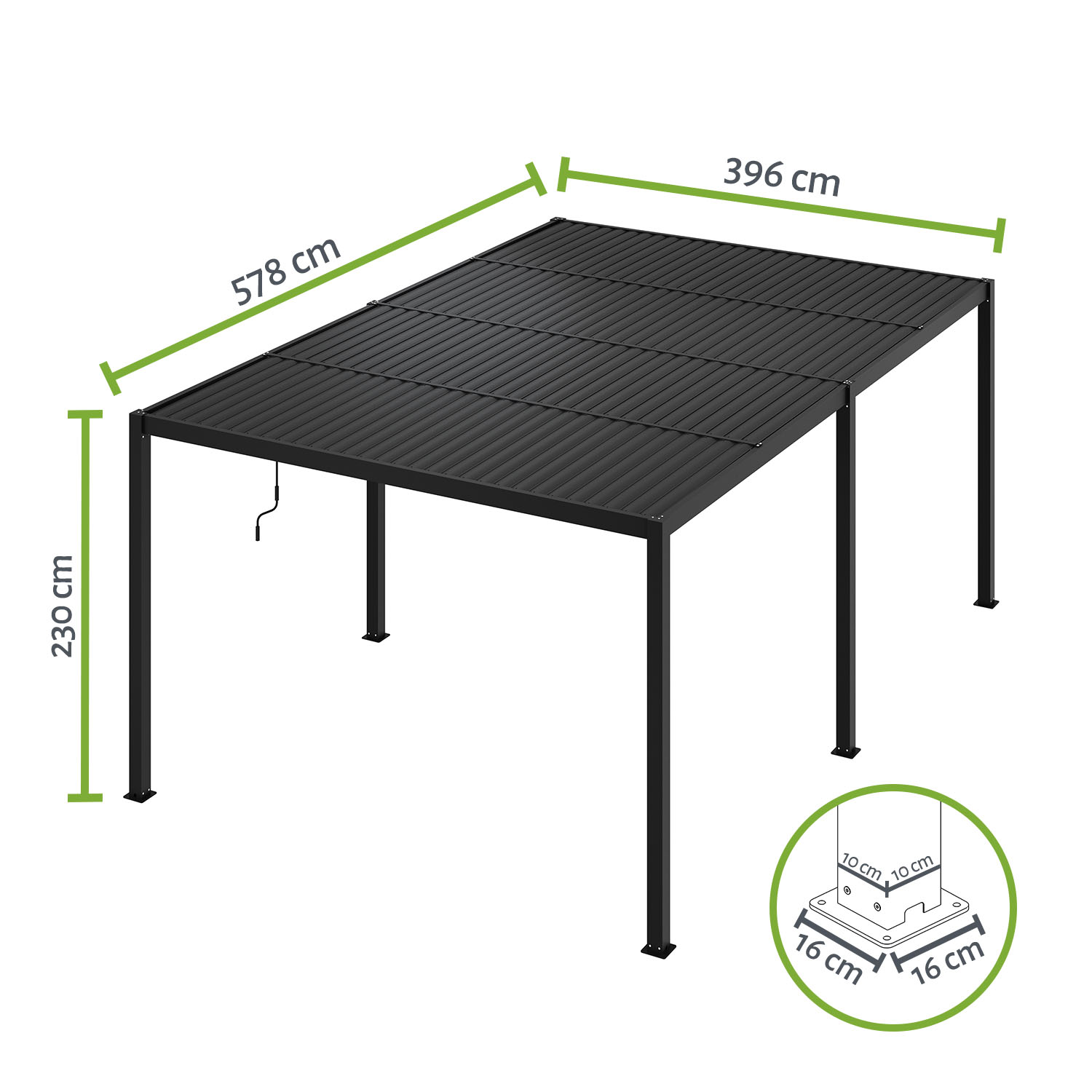 Lamellen-Pergola / Terrassenüberdachung / Carport "ZEUS", verschiedene Größen - freistehend