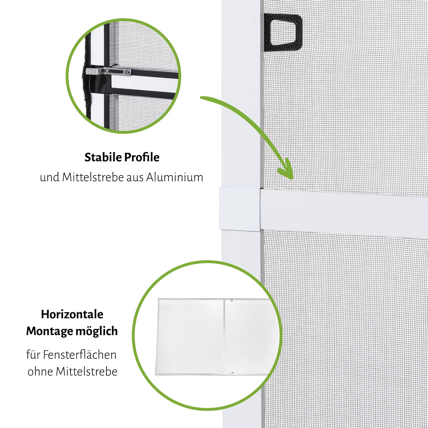 Fliegengitter Fenster "MASTER SLIM", glänzende Optik - Alurahmen