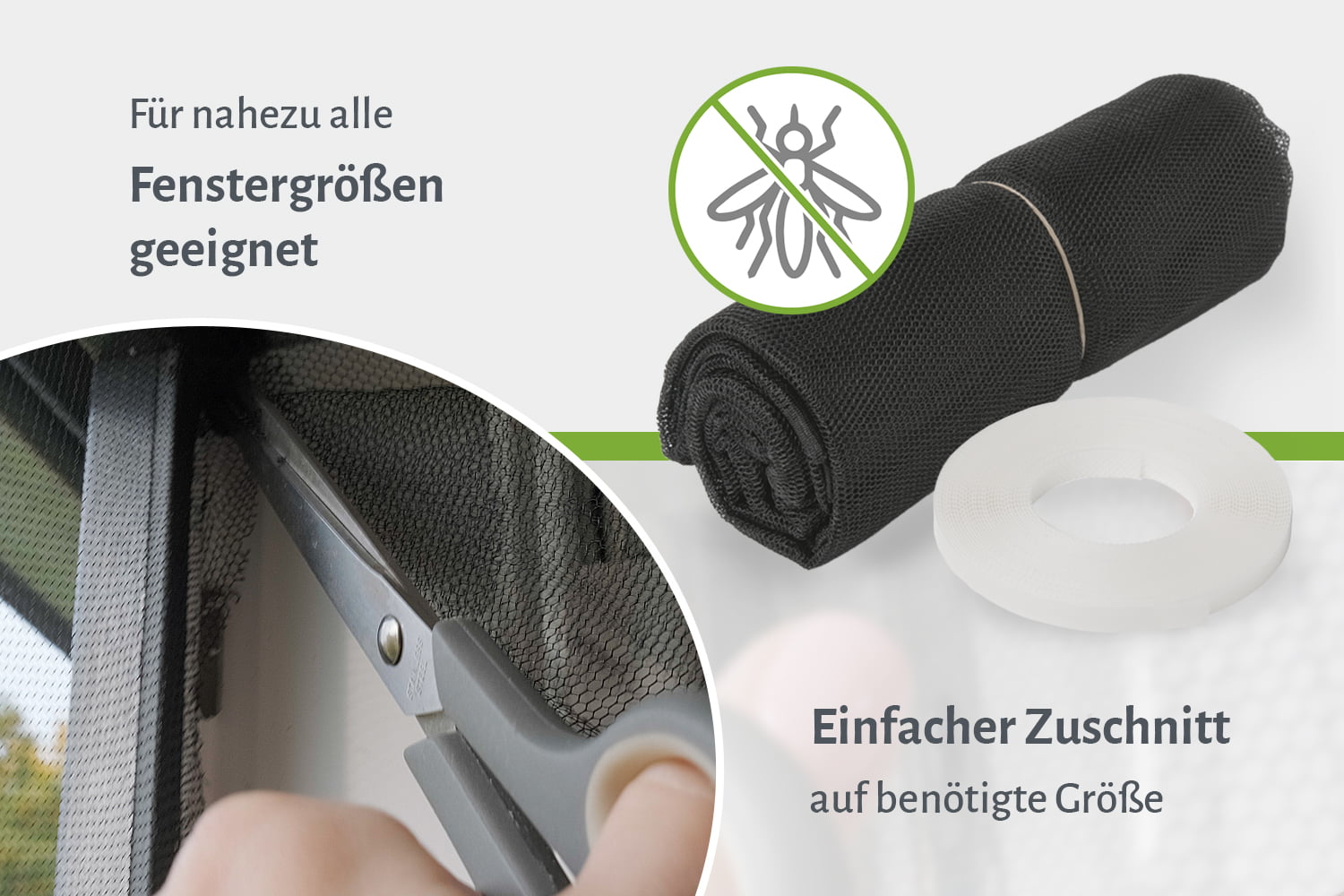 Fliegengitter STANDARD inkl. Klettband, schwarz - 130 x150 cm