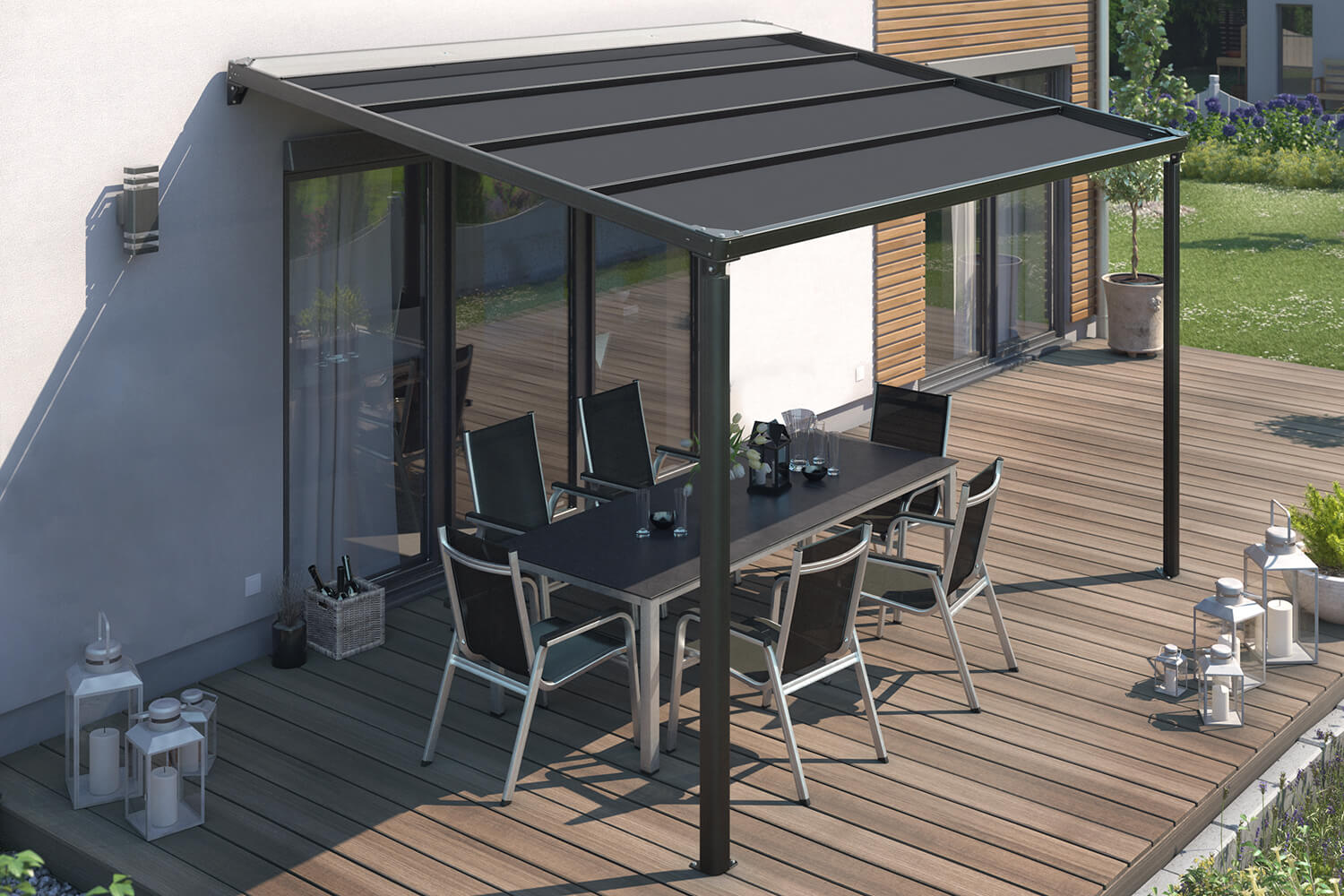 Elektrische Pergola / Terrassenüberdachung TROJA, verschiedene