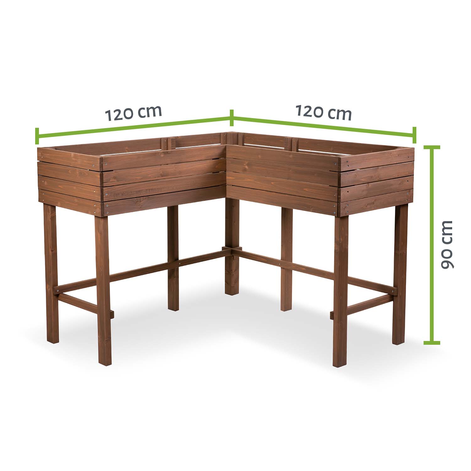 Eckhochbeet in L-Form, 120 x 120 x 90 cm - Tanne