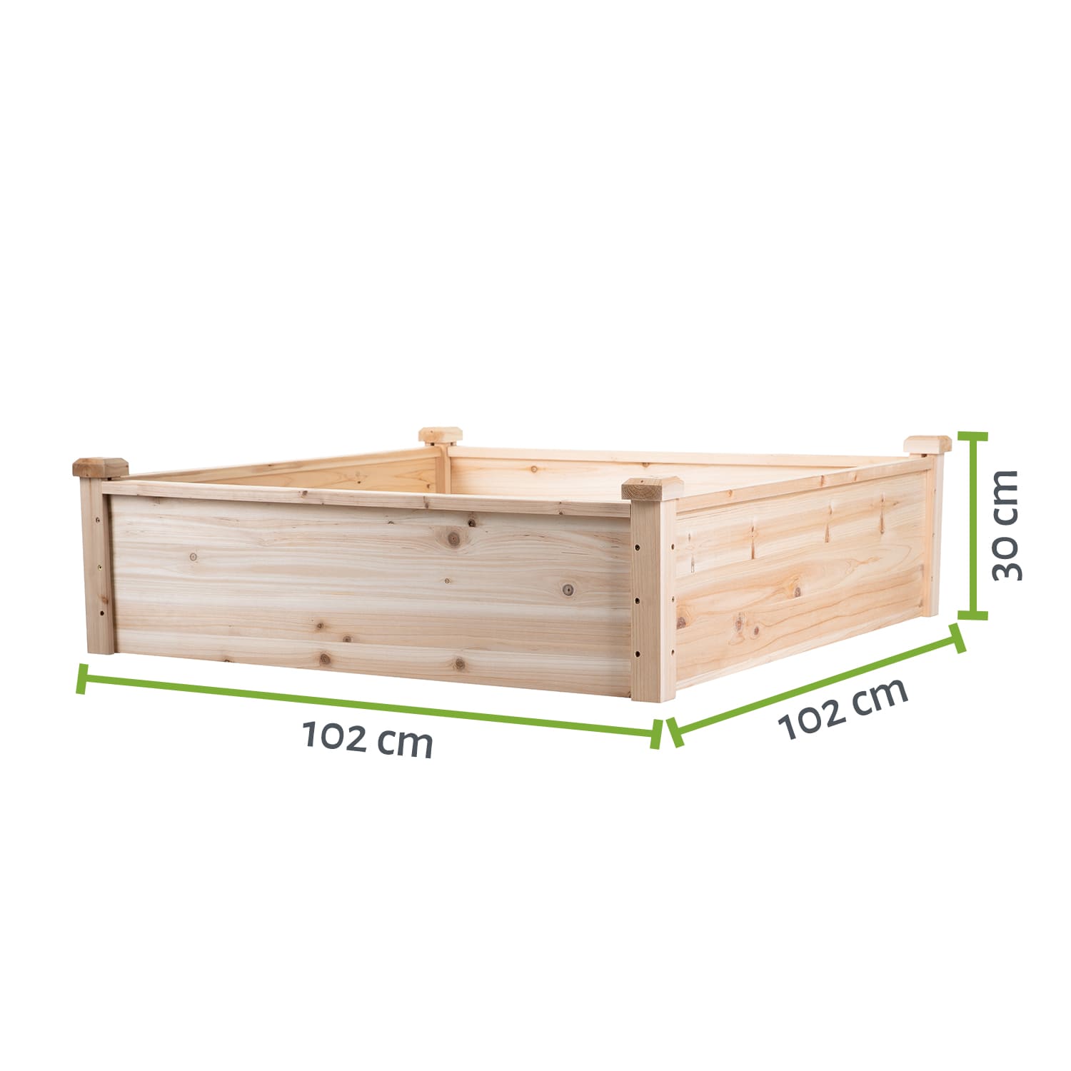 Hochbeet "CLASSIC", 102 x 102 x 30 cm - Naturholz