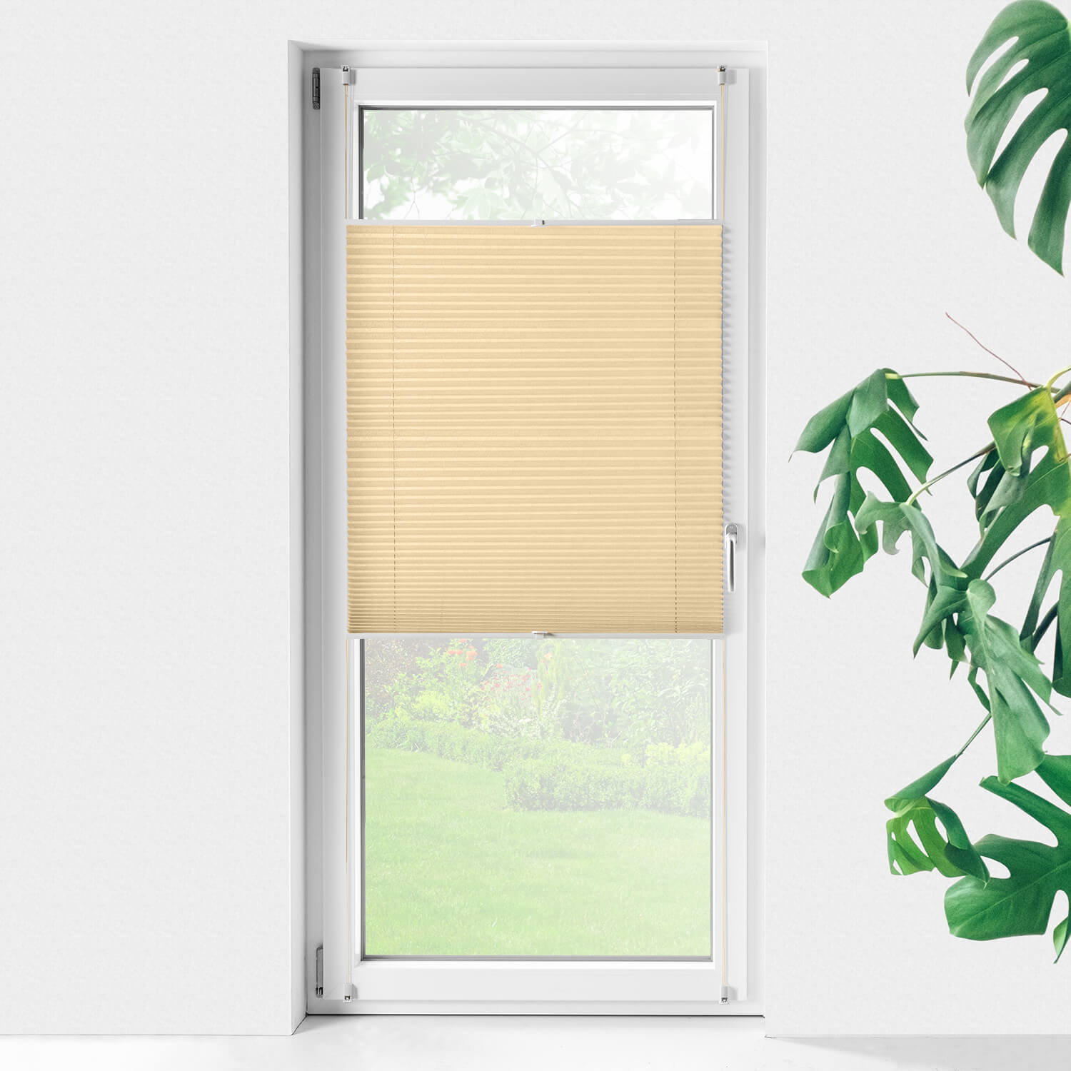 Sonnenschutz Plissee für Türen, kürzbar - dekorativ - ohne Bohren