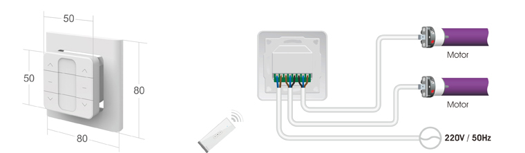 Wandschalter für Rollladenmotor 2 Kanal 