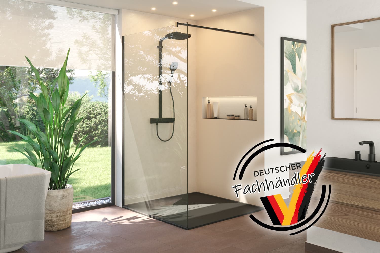 Glasduschwand Walk-in-Dusche, Größen wählbar - Klarglas
