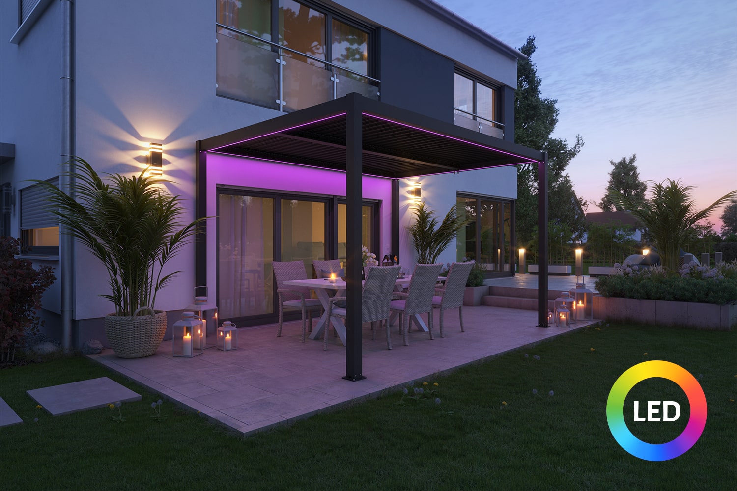 LED-Beleuchtung für Pergola "ZEUS“, für die Größen 4 x 4 m und 6 x 4 m